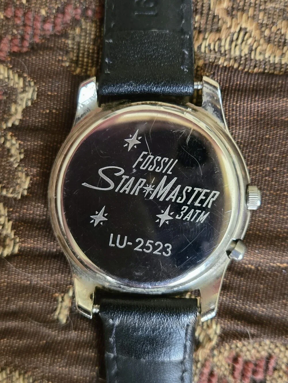 Vintage Rare Fossil StarMaster  Watch With Light Up Dials & Numbers Leather Band